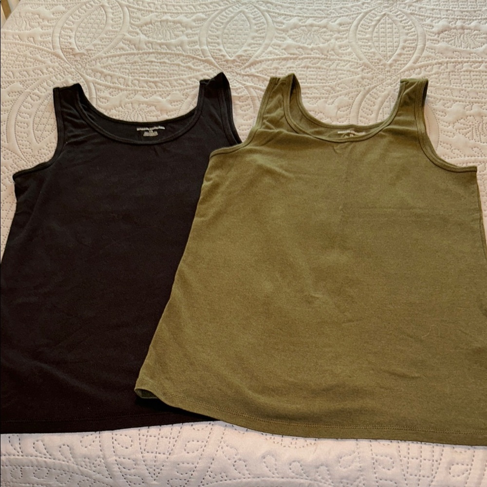 Amazon Essentials Olive and Black Fitted Raglan Tank Top
